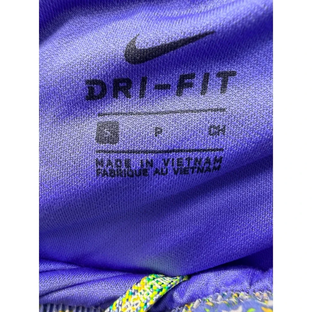 Nike Dri-FIT Tempo Running Shorts Purple Yellow Splatter Print Womens Small